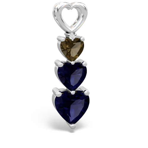 smoky quartz-sapphire three stone pendant
