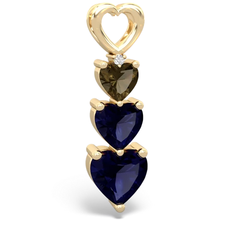 Smoky Quartz Genuine Smoky Quartz with Genuine Sapphire and Genuine London Blue Topaz Past Present Future pendant Pendant