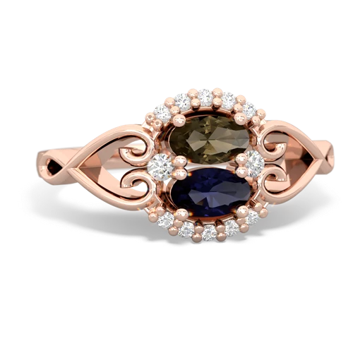 smoky quartz-sapphire antique keepsake ring