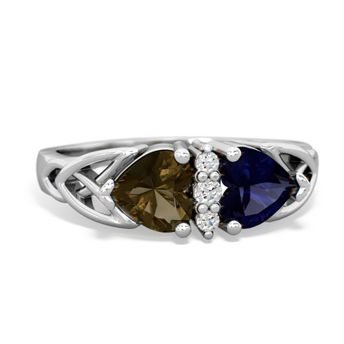 smoky quartz-sapphire celtic ring