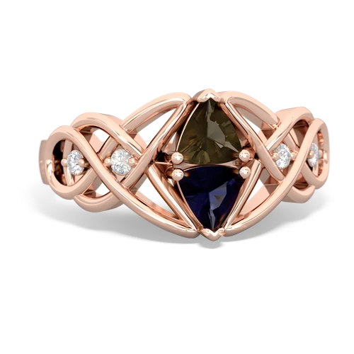 smoky quartz-sapphire celtic knot ring
