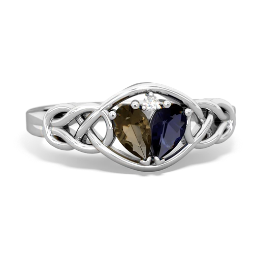 smoky quartz-sapphire celtic knot ring