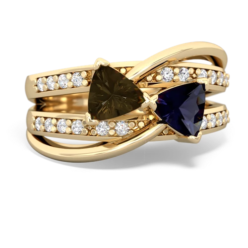 smoky quartz-sapphire couture ring