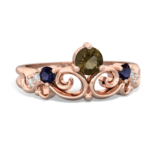 Smoky Quartz Genuine Smoky Quartz with Genuine Sapphire and Genuine Sapphire Crown Keepsake ring Ring