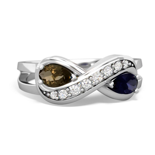 smoky quartz-sapphire diamond infinity ring