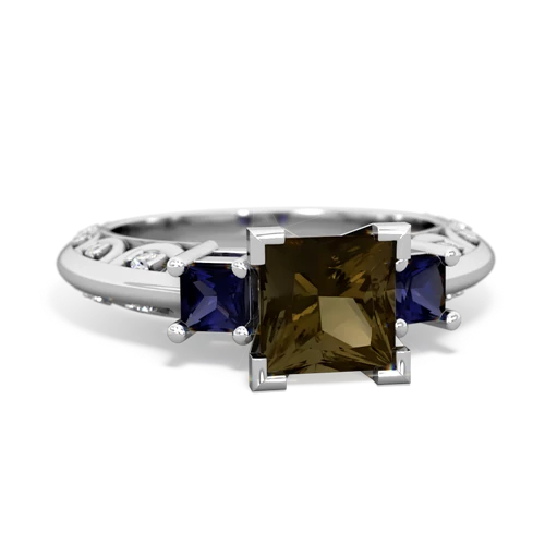 smoky quartz-sapphire engagement ring