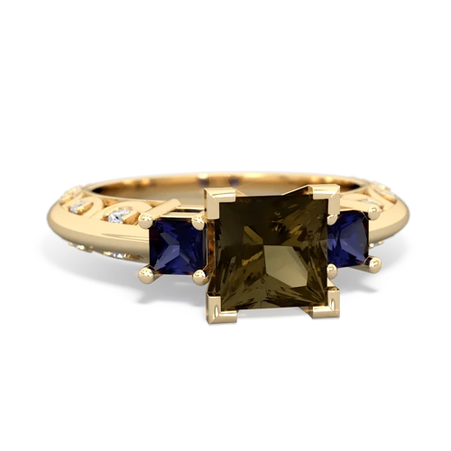 smoky quartz-sapphire engagement ring