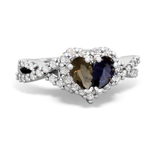 smoky quartz-sapphire engagement ring