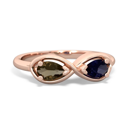 smoky quartz-sapphire infinity ring
