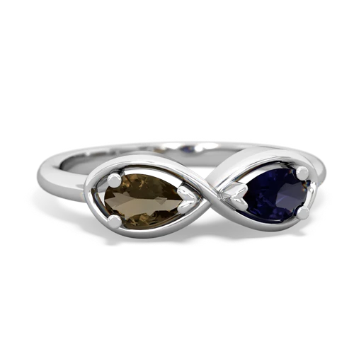 smoky quartz-sapphire infinity ring