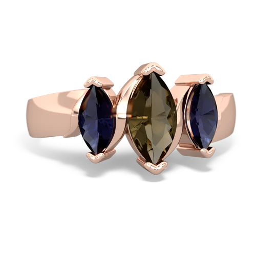 smoky quartz-sapphire keepsake ring