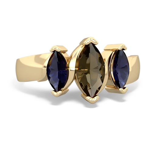 smoky quartz-sapphire keepsake ring