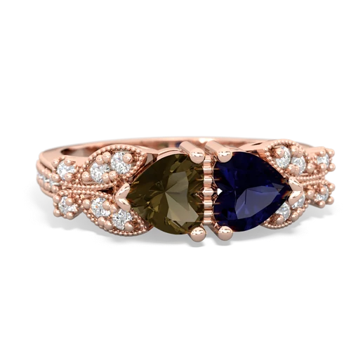 smoky quartz-sapphire keepsake butterfly ring