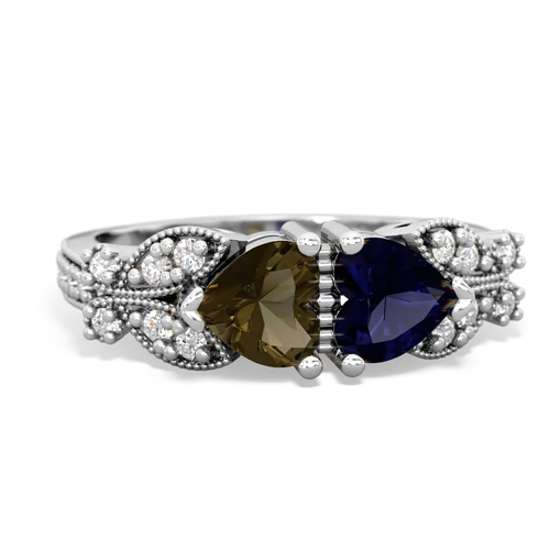 smoky quartz-sapphire keepsake butterfly ring