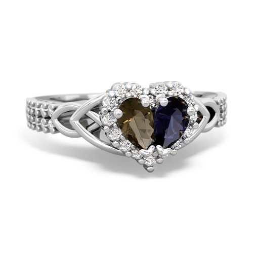 smoky quartz-sapphire keepsake engagement ring