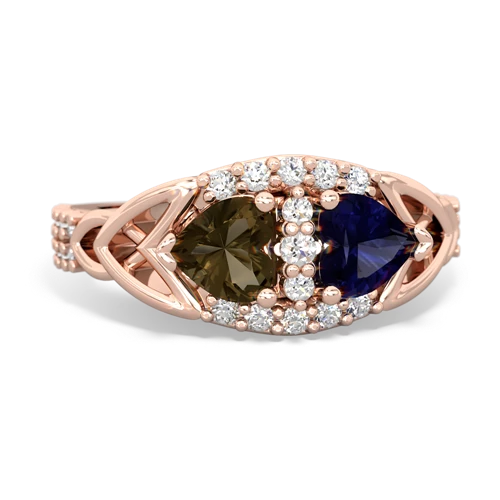 smoky quartz-sapphire keepsake engagement ring