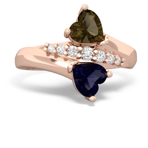 smoky quartz-sapphire modern ring