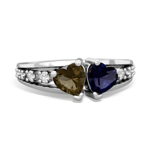 smoky quartz-sapphire modern ring