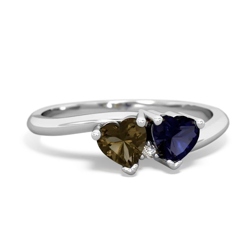 smoky quartz-sapphire sweethearts promise ring
