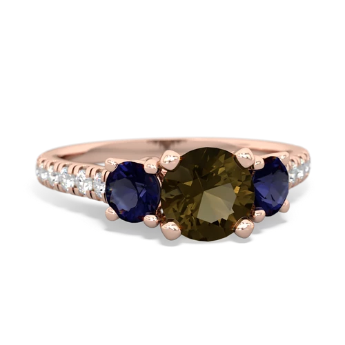 smoky quartz-sapphire trellis pave ring
