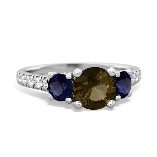 Smoky Quartz Genuine Smoky Quartz with Genuine Sapphire and Genuine White Topaz Pave Trellis ring Ring