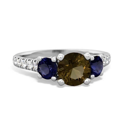 smoky quartz-sapphire trellis pave ring