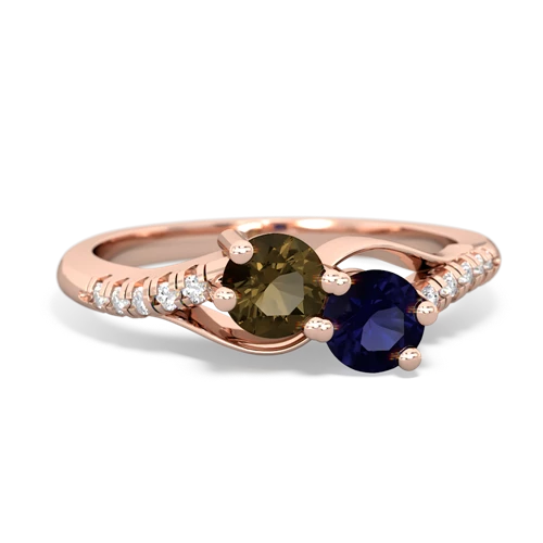 smoky quartz-sapphire two stone infinity ring