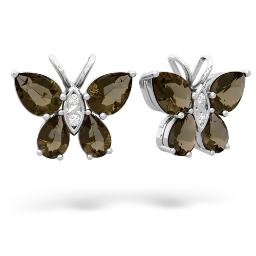 smoky quartz-smoky quartz butterfly earrings