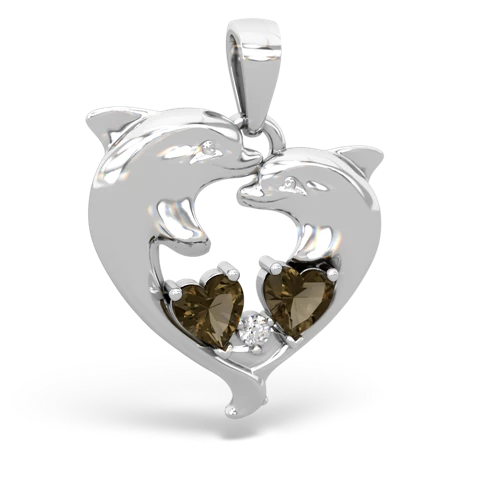 smoky quartz-smoky quartz dolphins pendant