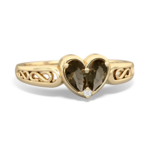 Smoky Quartz Genuine Smoky Quartz with Genuine Smoky Quartz filligree Heart ring Ring