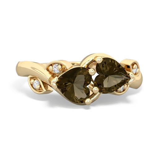 Smoky Quartz Genuine Smoky Quartz with Genuine Smoky Quartz Floral Elegance ring Ring