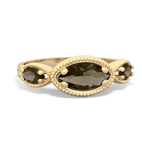 smoky quartz-citrine milgrain marquise ring