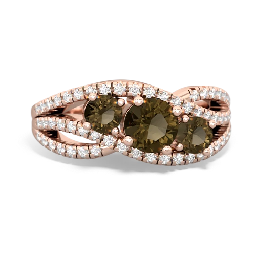 sapphire-peridot three stone pave ring