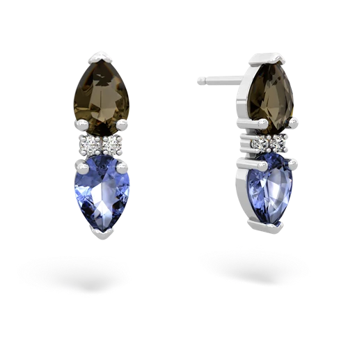 smoky quartz-tanzanite bowtie earrings