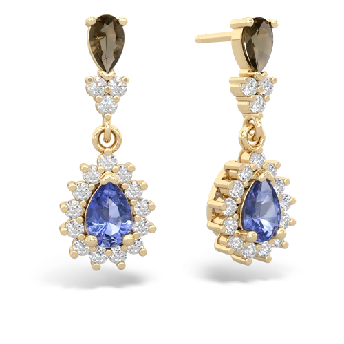 smoky quartz-tanzanite dangle earrings