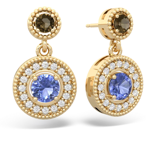 smoky quartz-tanzanite halo earrings