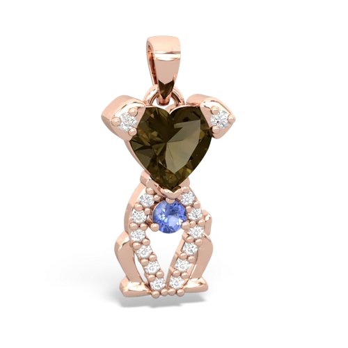 smoky quartz-tanzanite birthstone puppy pendant