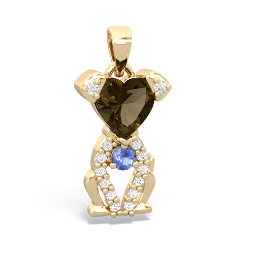 smoky quartz-tanzanite birthstone puppy pendant