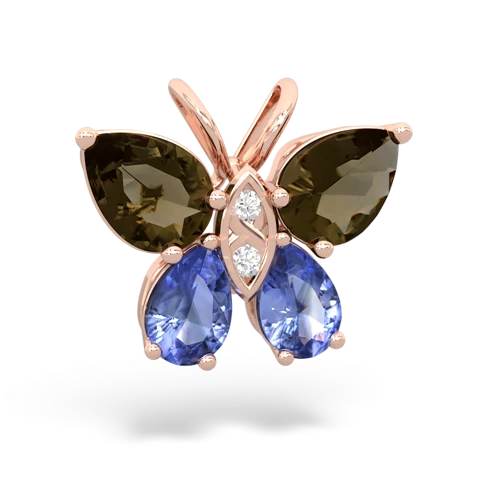 smoky quartz-tanzanite butterfly pendant