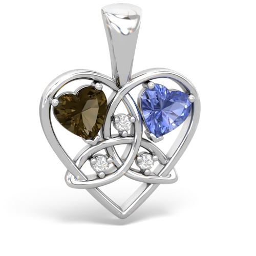 smoky quartz-tanzanite celtic heart pendant