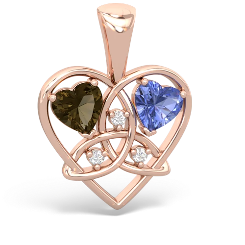 smoky quartz-tanzanite celtic heart pendant