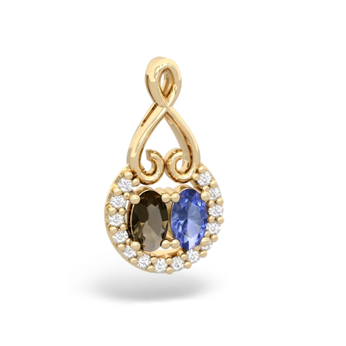 smoky quartz-tanzanite love nest pendant