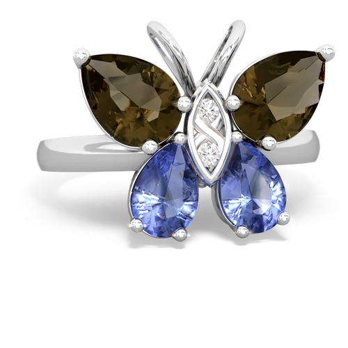 smoky quartz-tanzanite butterfly ring