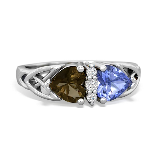smoky quartz-tanzanite celtic ring