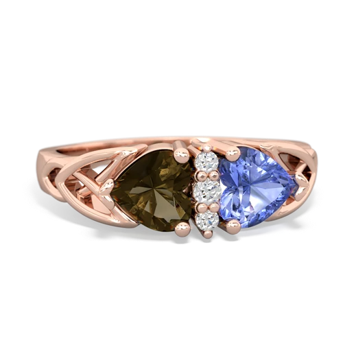 smoky quartz-tanzanite celtic ring