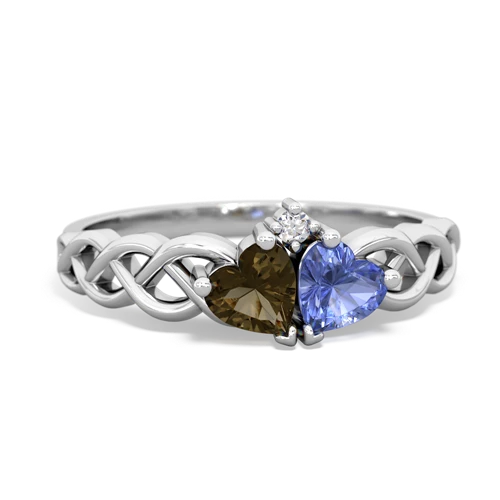 smoky quartz-tanzanite celtic braid ring