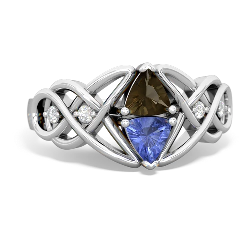 smoky quartz-tanzanite celtic knot ring