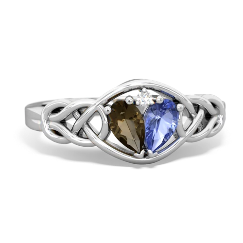 smoky quartz-tanzanite celtic knot ring