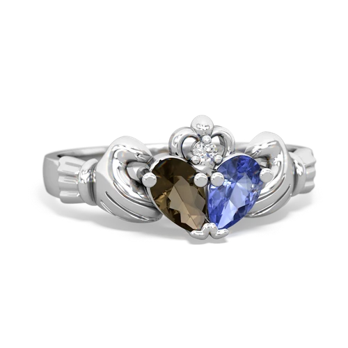 smoky quartz-tanzanite claddagh ring