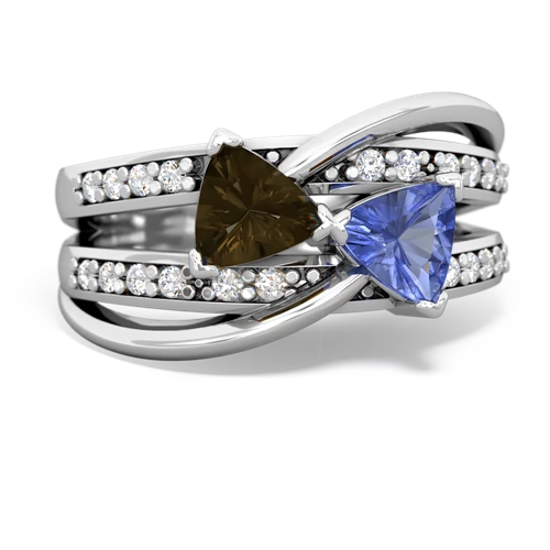 smoky quartz-tanzanite couture ring